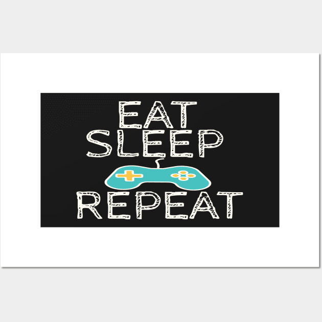 eat sleep play repeat Wall Art by saddamco